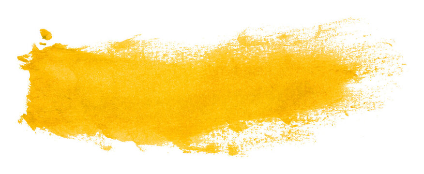 Shiny yellow brush watercolor painting isolated on transparent background. watercolor png