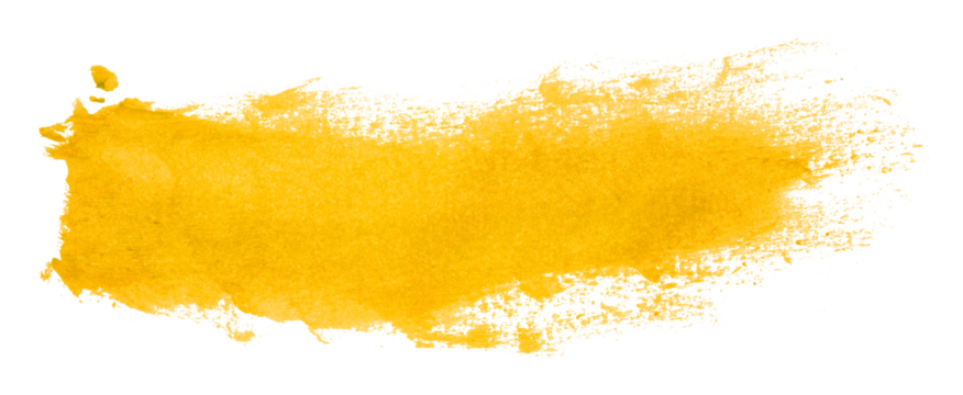 Shiny yellow brush watercolor painting isolated on transparent background. watercolor png