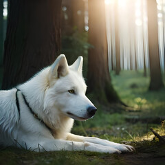 Obraz premium portrait of a white fox in the woods