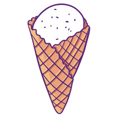 ice cream cone in cartoon style illustration