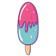 Pink and blue color ice lolly illustration