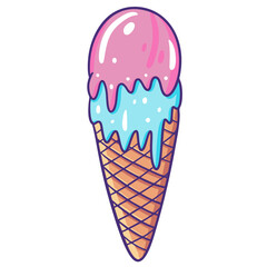 Pink and blue colors ice cream scoop summer time food
