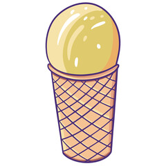 Yellow color ice lolly in cartoon style illustration