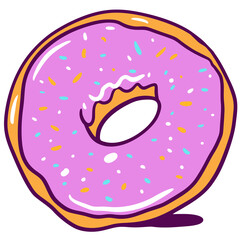 Donut in cartoon style flat illustration