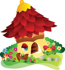 Naklejka premium mushroom house cartoon prop