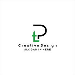 Simple letter PT or TP logo Design Vector