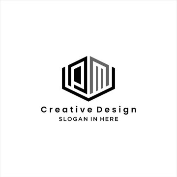 initial PM or PMV logo design with polygon shape vector template
