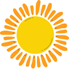 Doodle Sun cartoon.  Illustration isolated on transparent background.