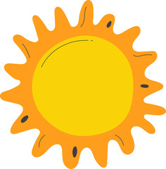 Doodle Sun cartoon.  Illustration isolated on transparent background.