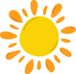 Doodle Sun cartoon.  Illustration isolated on transparent background.