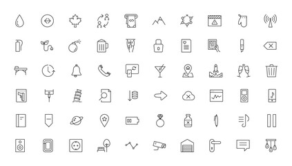 Set of thin line web icon set, simple outline icons collection, Pixel Perfect icons, Simple vector illustration