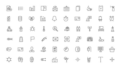 Set of thin line web icon set, simple outline icons collection, Pixel Perfect icons, Simple vector illustration