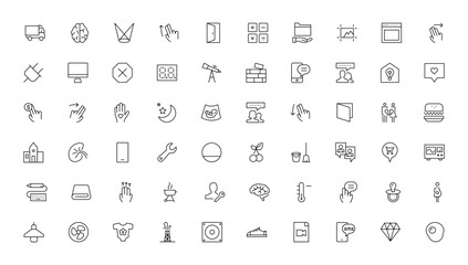 Set of thin line web icon set, simple outline icons collection, Pixel Perfect icons, Simple vector illustration