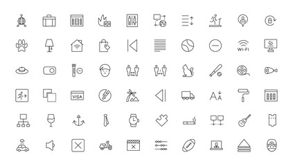 Set of thin line web icon set, simple outline icons collection, Pixel Perfect icons, Simple vector illustration