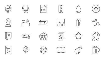 Set of thin line web icon set, simple outline icons collection, Pixel Perfect icons, Simple vector illustration