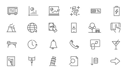 Set of thin line web icon set, simple outline icons collection, Pixel Perfect icons, Simple vector illustration