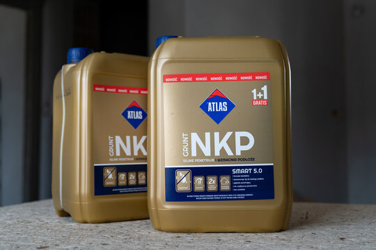 Grunt Atlas NKP, universal primer or undercoat by Polish company ATLAS on April 24, 2023 in Krakow, Poland.