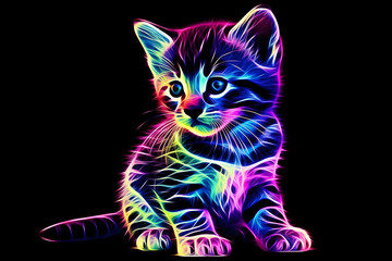neon psychedelic kitten, Generative AI