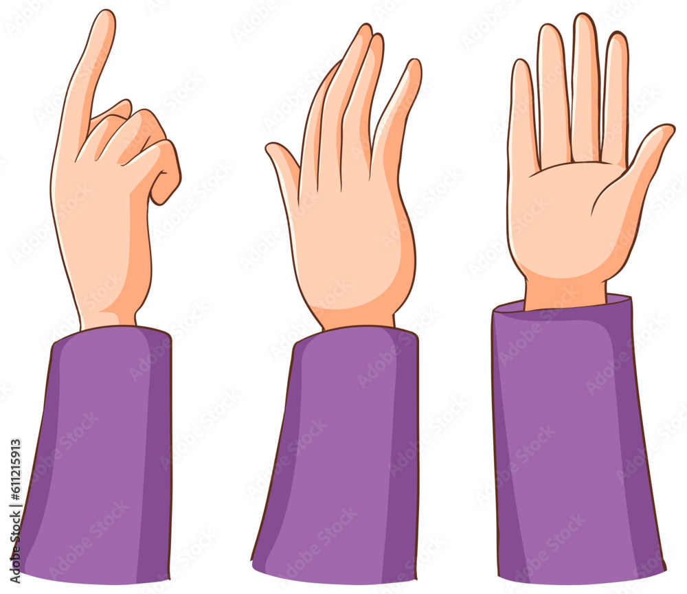 Poster Set of human hands different gesture