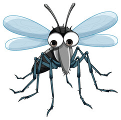 Cute mosquito cartoon character flying