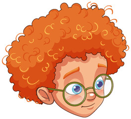 Cute curly hair boy wearing glasses head