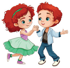 Cute Couple Kids Dancing Together