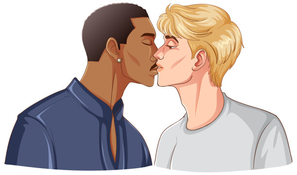 LGBTQ gay couple kissing each other
