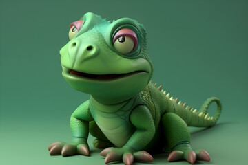 cute iguana illustration, Generative AI