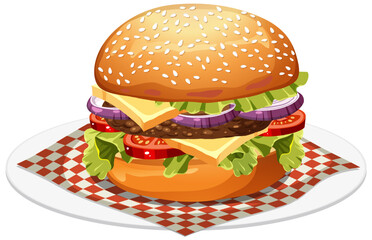 Isolated delicious hamburger cartoon