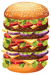 Cheese hamburger cartoon isolated