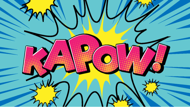 Kapow retro comic speech bubble and effect in pop art style