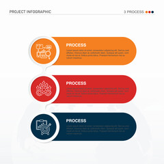 Infographic process design with icons and 3 options or steps.