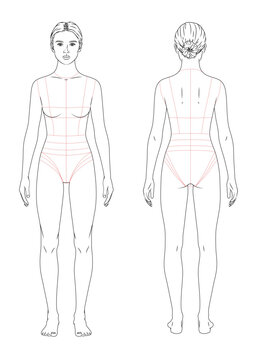 women's croqui design template for swimwear fashion cads & flats
