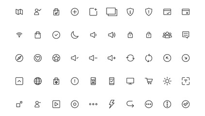 Ui UX icon set, Web and mobile user interface icon set collection.Outline icon.