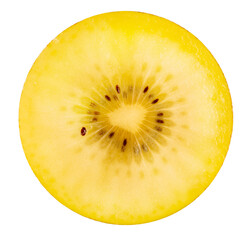 Half of Kiwi fruit on White background, Slice Golden Kiwi isolate on white with clipping path.