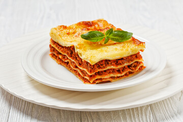 lasagne al forno, italian beef lasagna, top view