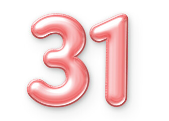 31 Number Balloon Pink