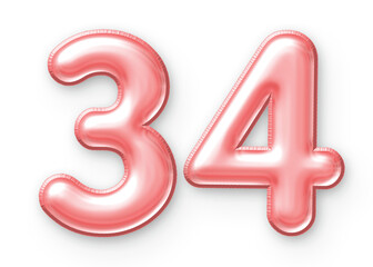 34 Number Balloon Pink