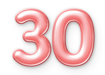 30 Number Balloon Pink