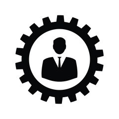 Man and cog icon in a flat style vector illustration.