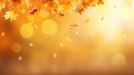 Naklejka na ściany i meble autumn leaves background with generative ai