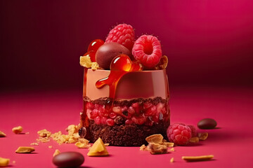mini cake or cheesecake with berries. advert for desserts. generative AI - obrazy, fototapety, plakaty
