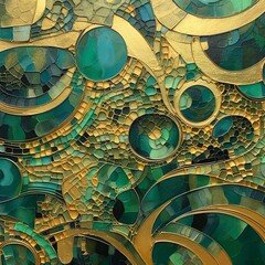 A texture of the abstract painting of green and gold 4k created with generative ai