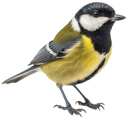 Great tit isolated on a white background, generative AI