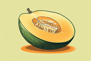 Cantaloupe Illustration. Fruit Illustration. Generative AI
