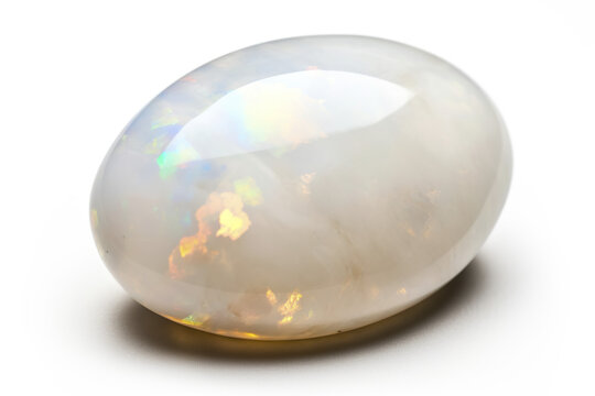 White opal. Natural gemstone on the white background.  Generative AI.