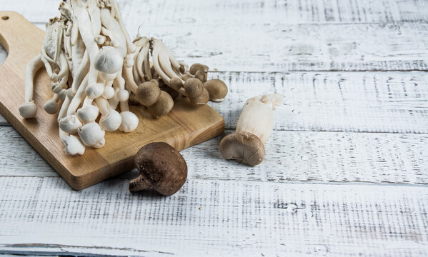 Mushroom On The White Wood