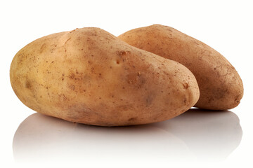 Potatoes on a glossy white background