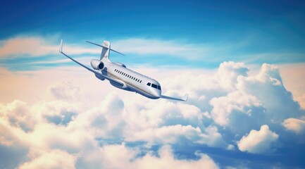 Airplane in sky. Illustration AI Generative..