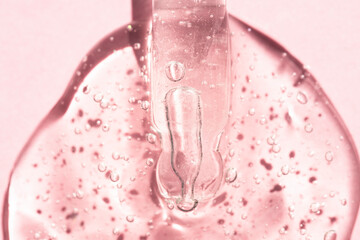 Cosmetic serum with pipette close-up top view. Beauty concept, skin care, hydration and nutrition.